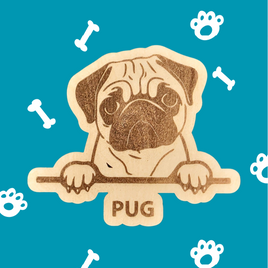 Pug Magnet - Peeking Dog w/Breed