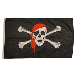 Jolly Roger with Red Scarf 3X5 Flag Banner