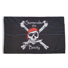 Surrender the Booty Jolly Roger 3X5 Flag Banner